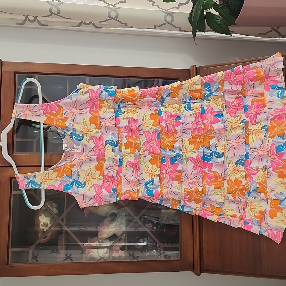 Lulu-B Floral Tiered Sundress in Pink, Orange, Blue, Yellow